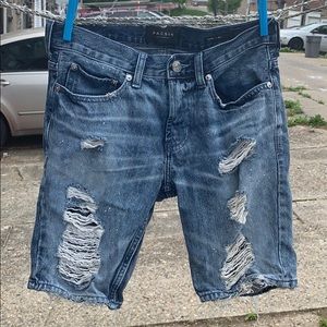 PACSUN Skinny Light Distressed Jean Short